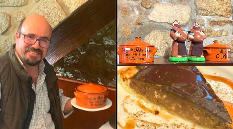 tarte de castanhas, chocolate preto e geleia de marmelo e carne de vitela de Trancoso