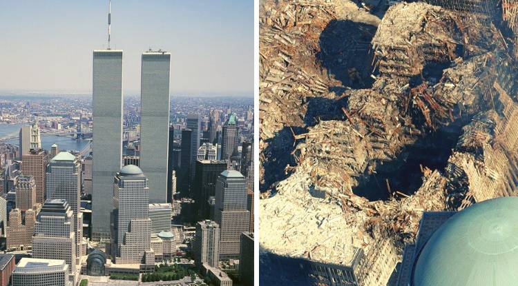 11 de setembro o antes e o depois das torres world trade center 