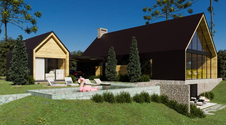 Casa celeiro e piscina