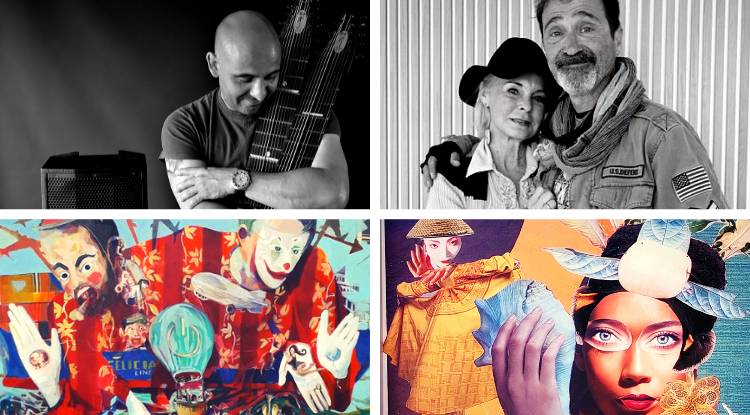 Quadros da exposição Recortes e Curadora Olga e Sousa