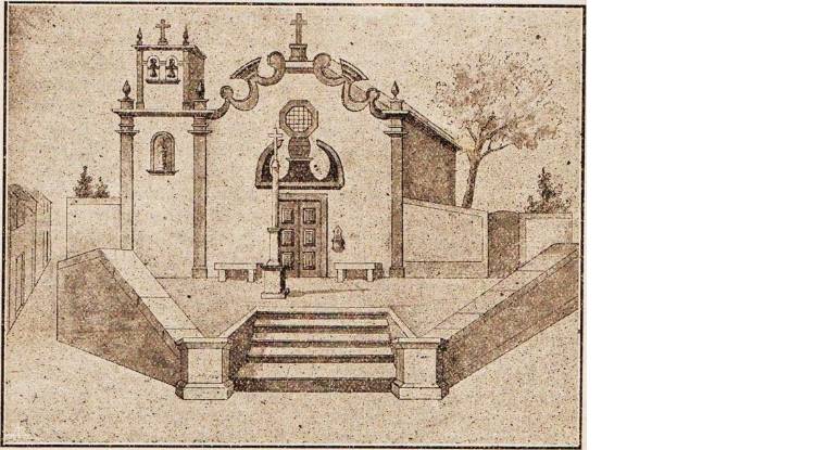 Capela de Santo André, desenho de Francisco José de Sousa, 1856